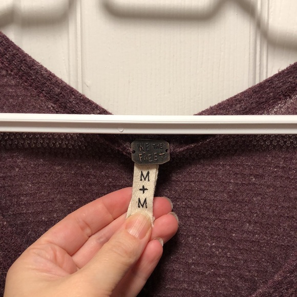 Free People waffle tee 3/4 length sleeve - Picture 2 of 5